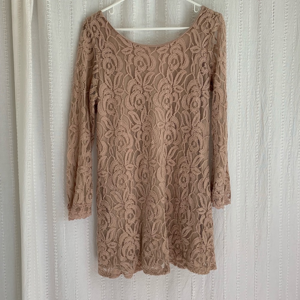 Blush pink lace dress